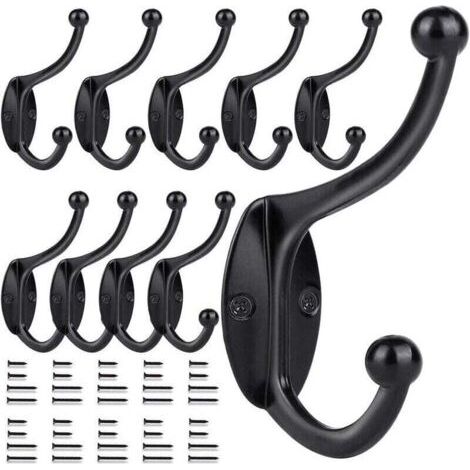 Set mit 10 Wandhaken, schwarz, 100 mm