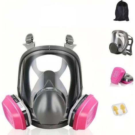 Masque respiratoire intégral réutilisable 6-en-1, antibuée anti-poussière, protection contre gaz peinture poussière produits chimiques et prévention grippe (1/4)