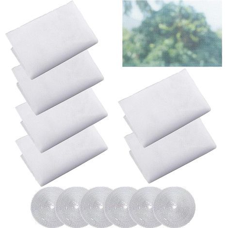 6 Pièces Moustiquaire Fenêtre, Blanc Moustiquaire Moustiquaire avec 6 Rouleaux Crochet Ruban Adhésif Moustiquaire Maille Abeille Bug Protecteur Moustiquaire pour Windows (150x130cm) (1/5)