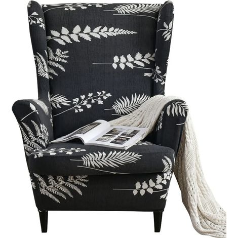 Housse extensible pour fauteuil à oreilles, imprimée, en élasthanne, protectrice pour meubles, antidérapante et douce, idéale pour la nuit. (1/5)