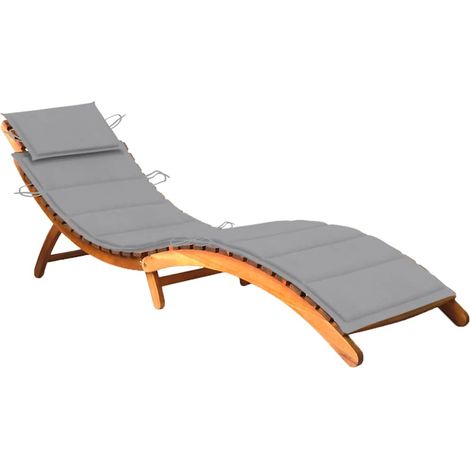 Chaise longue de jardin avec coussin Bois d'acacia solide