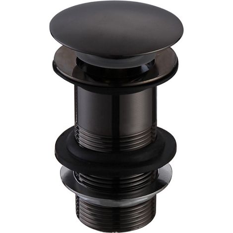 Stano. – Bonde lavabo noir mat en laiton – Ouverture clic-clac par pression – Maintenance facile par le dessus – Nettoyage aisé (1/2)