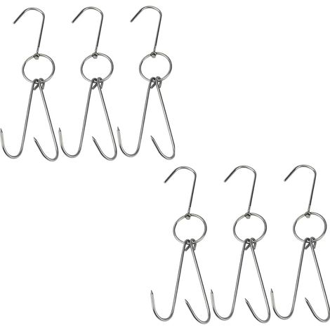 Lot de 6 moules à rôtir doubles en acier inoxydable de 24 cm (9,4 pouces) pour la cuisson au four, utilisables comme support pour grilles, cintres pour vêtements et sacs. (1/4)