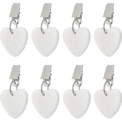 Lot de 8 pinces à nappe avec poids en marbre blanc, clips en acier inoxydable anti-vent pour table intérieur/extérieur (1/5)