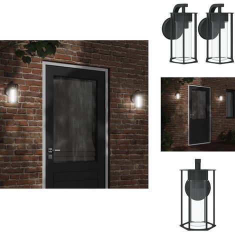 Außenwandleuchten 2 Stk. Schwarz Edelstahl - Gartenleuchte - Außeleuchte - Wandleuchte - LED-Leuchte - Edelstahlleuchte
