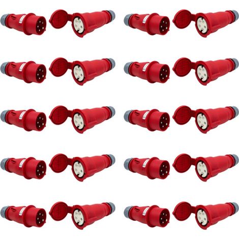 CEE-Verteilerset 16A 400V  Stecker & Kupplung für Baustrom 10 Paar