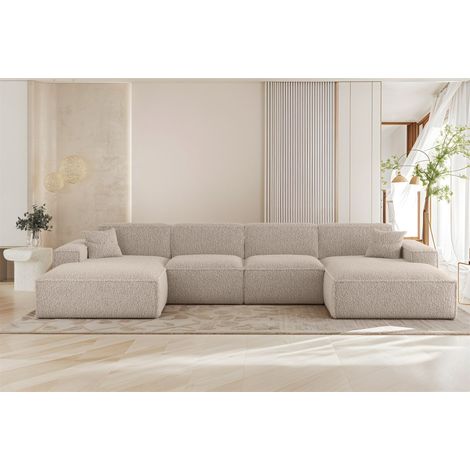 Wohnlandschaft Sofa U-Form CELES PREMIUM in Stoff Sven Cappuccino (1/3)