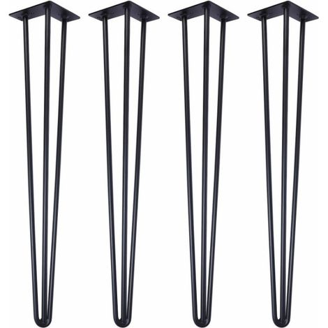 Lot de 4 pieds en épingle à cheveux noirs de 20 cm pour pieds de table ou de chaise, avec 20 vis et 4 protections.