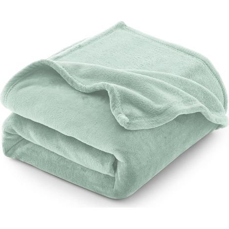 Kuscheldecke Fleecedecke Flanell 150 x 200 cm Salbeigr&xFCn (1/5)