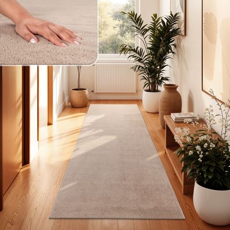 Paco Home Tappeto Moderno per Soggiorno a Pelo Corto Lavabile Morbido Uni Effetto Pelliccia Antiscivolo 80x150 cm, Beige
