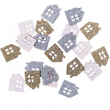 Casette in legno glitterate oro, argento e bianco, 21 pezzi