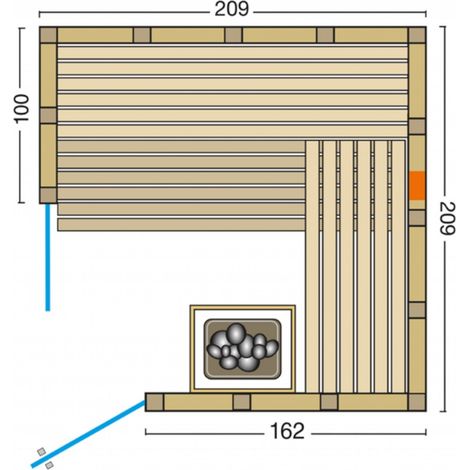Infraworld Solido Complete 209 Ecke Sauna mit Infrarotstrahler 209x209x200 cm nordische Fichte Solido Complete 209 Ecke - links (1/5)