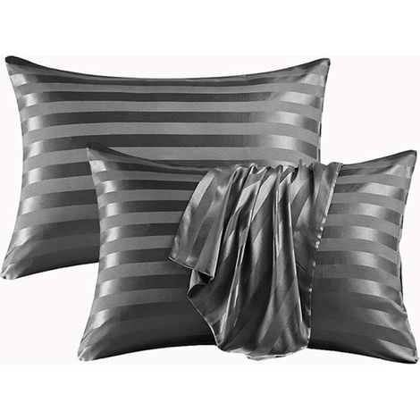 Taie d'oreiller en satin imitation soie, jacquard satiné, taies d'oreiller enveloppe (1/5)