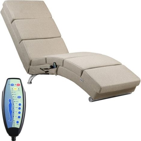 Fauteuil Ergonomique Tissu crème MASSAGE et Chauffant avec télécommande (1/5)