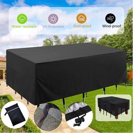 Housse de protection pour banc de jardin – 240 x 140 x 90 cm – Tissu Oxford 210D – Imperméable, anti-poussière et résistante aux UV – Noire (1/5)