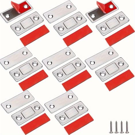 Confezione da 32 fermaporta magnetici ultrasottili color argento per ante di armadi, dispositivi di chiusura resistenti per ante e cassetti, ideali per cucine, bagni, guardaroba, camper e mobili. (1/5)