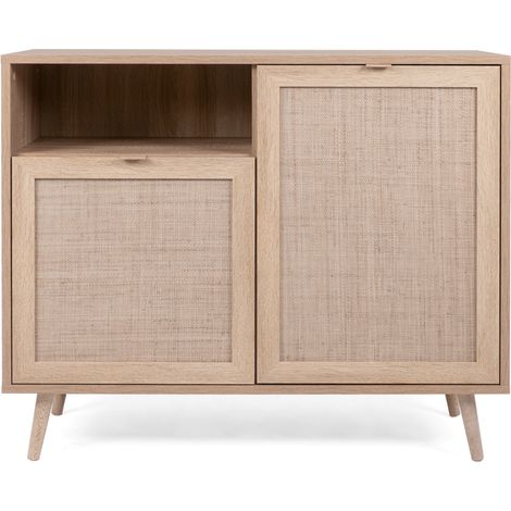 Cómoda 101x40x87 cm roble claro con dos puertas y un compartimento - Agrigento (1/5)