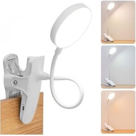 Lampe de chevet LED USB à pince, commande tactile, 3 modes d'éclairage et protection oculaire intégrée. (1/5)