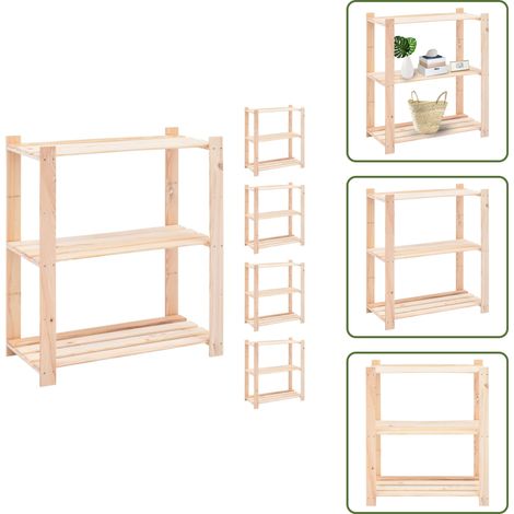 Scaffale per garage - vidaXL Scaffali a 3 Livelli 5 pz 80x38x90 cm in Massello Pino 150 kg - Scaffale per ufficio