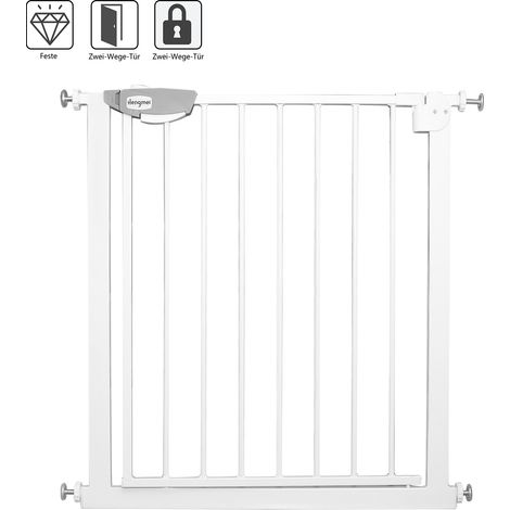 AUFUN 75-85cm Stair Protection Grille Children Grille d'ouverture bidirectionnelle, Grilles de protection de porte sans forage, pour enfants, Blanc
