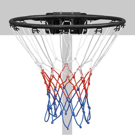 Anneau de basketball en acier 45,72 cm avec double ressort et filet, pour montage mural ou au sol, usage intérieur et extérieur, noir (1/5)