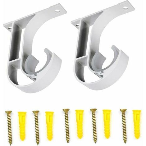 Filiyano – Support mural pour tringle à rideaux, en alliage de zinc, avec vis, blanc - Lot de 2 (1/4)