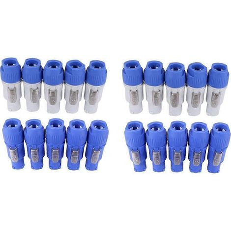 20 Powercon 3-polige Stecker NAC3FCB Speakon 20A 250V AC blau und grün. (1/5)