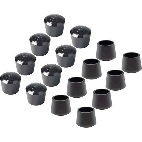 16 Paquet Embouts de protection de chaise, Embout pied de chaise Caoutchouc pied de chaise Protection Embouts, Diamètre intérieur - 7/8 pouce / 22 mm, noir (1/4)