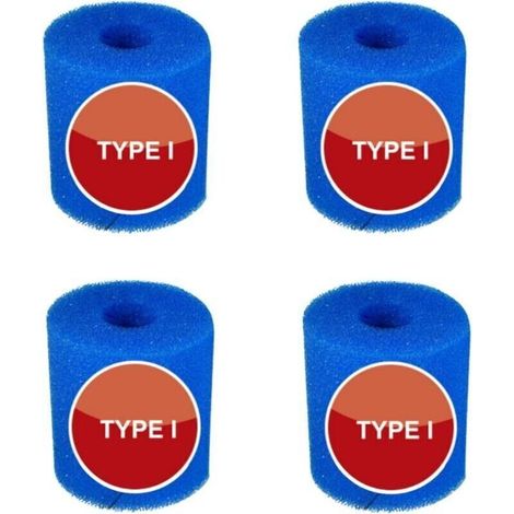 4pcs Cartouche filtrante réutilisable en mousse bleue pour piscine, 8,8 x 7,8 cm, type I,pour l'entretien du système de filtre à sable (I) (1/4)