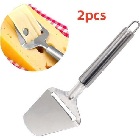 Cortador de queso, Acero inoxidable, Cortador de queso multifuncional, Cortador manual, Plateado, Revestimiento antiadherente, 2 piezas (1/5)