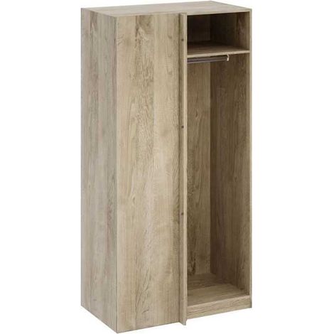Module dressing d'angle - Décor chene - 3 étageres - 1 tringle a vetements - L100 x P66 x H200 cm (1/3)