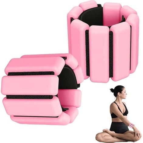 Gewichtsmanschetten – Verstellbare Riemen – Fitnesstraining – Weiches Silikonmaterial – 2 Pfund pro Stück – Rosa (1/5)