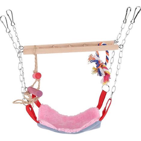 Jouet d'escalade pour animaux de compagnie, oiseaux et perroquets, balançoire colorée, échelle, accessoires de lit, décoration suspendue rose (1/4)