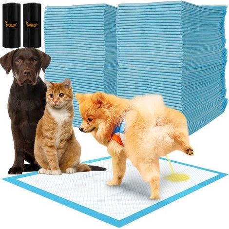 Sous-tapis hygiénique pour chien/chiot 60 x 40 cm, lot de 100 + 30 sacs à déjections-AquaForge