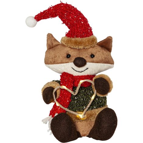 Peluche LED Star Trading 'Joylight' avec éclairage, renard de Noël avec cœur LED, à piles, H 21 cm (1/3)