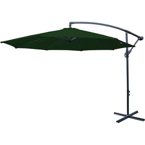 Signature Weave 3 x 3m Square Cantilever Parasol Sun Shade Umbrella Green Canopy