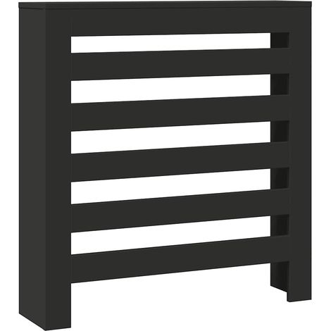 Cache-radiateur noir 78x20x82 cm bois d'ingénierie