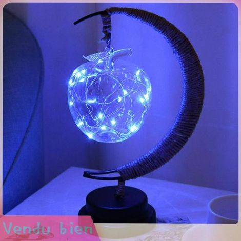Lampe de nuit LED Fil de cuivre 20LED lanternes à la main corde de chanvre fer veilleuse pour puericulture veilleuse Bleue (1/4)
