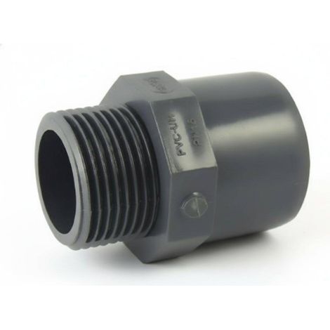 Adaptateur male / femelle ou male / male en PVC mixte à visser et à coller Ø A: 110mm  Ø B: 125mm  Ø C : 3''