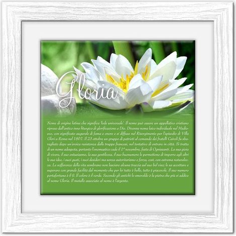 Lupia - Quadro mattonella Ceramica Modern White 29x29 cm con significato del nome Gloria (1/4)