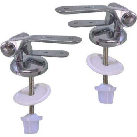 Coppia cerniere cromate di ricambio sedile coprivaso wc copriwater (1/5)