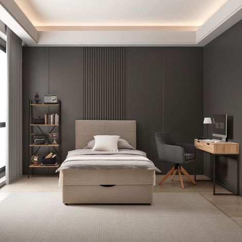 Mömax Boxbett Ace Beige ca. 120x200 cm intgr. Topper (1/5)