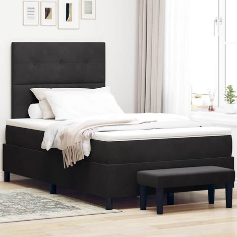 Cama tipo Box Spring con cabecera Negro 190 x 120 cm Terciopelo (1/5)