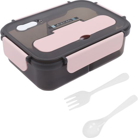 Boîte bento 2 compartiments 1100ml, grande capacité, déjeuner pour étudiants, travailleurs, maison, école, bureau - Rose (1/5)