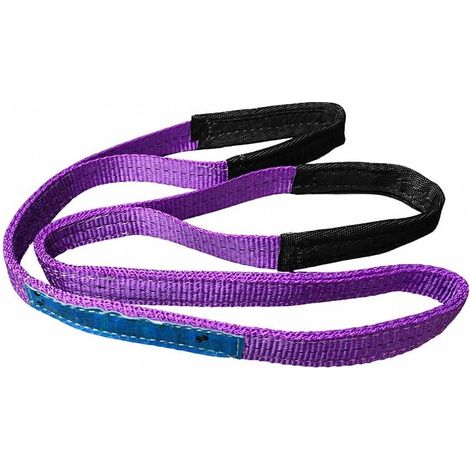 Lot De 1 Sangle De Levage Plate en Polyester, 2 M, Capacité 1 T, pour Remorquage Et Traction, Violet (1/4)