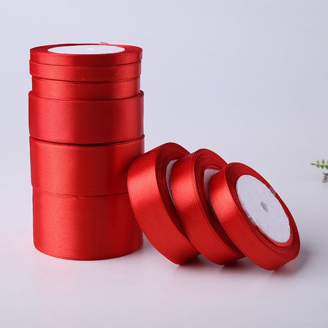 2 rouleaux de ruban cadeau satin rouge 23m x 20 mm de large - pour les mariages, la main et l'emballage cadeau - décoration de mariage (rouge) (1/5)