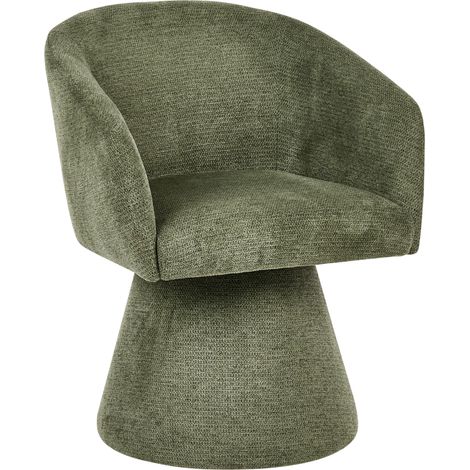 Sillón giratorio totalmente tapizado en tejido repelente al agua silla de comedor verde oscuro Rygga (1/5)
