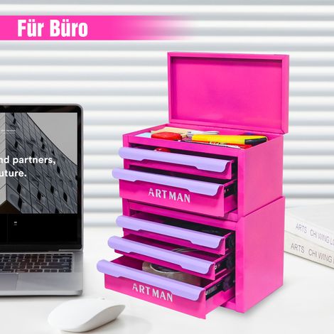 Bureau organisateur tiroir, rangement magique pour poste de travail, étagère de bureau pour fournitures, armoire de rangement cosmétique – Rose lilas, 2+3 niveaux (1/5)