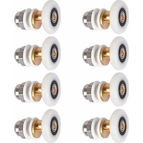 Roulette Porte Douche, Roulettes de Porte Coulissante Cabine de Douche Porte Poulies Roue de Rechange pour Rouleau avec Diamètre de Roues 27mm, 8 Pièces (1/5)
