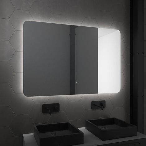 Aurlane – Miroir lumineux de salle de bain 120x80 cm – Éclairage led 4W – Classe énergétique A – Fixation orientable à 90° – Bords arrondis en aluminium anodisé (1/5)